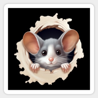 Cute Mouse Peeking Out of Hole Sticker